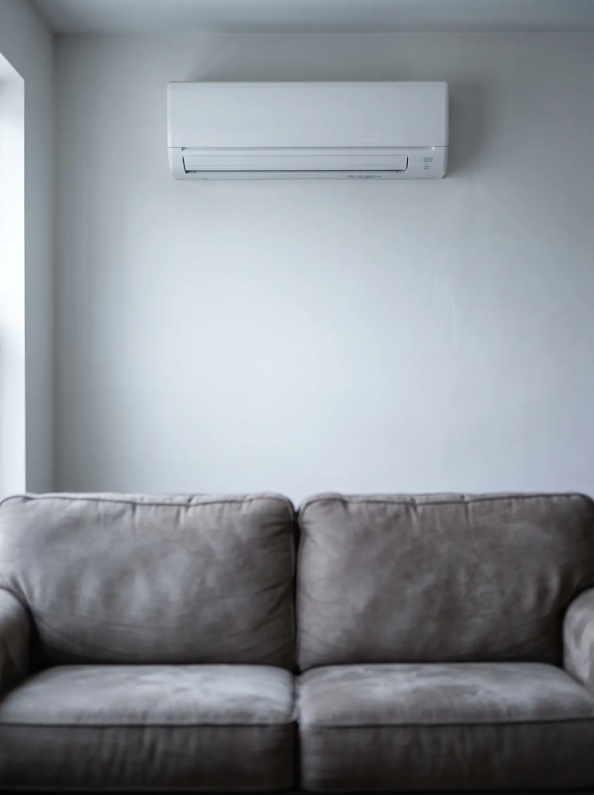 Freshly cleaned wall-mounted mini-split in a Brooklyn living room