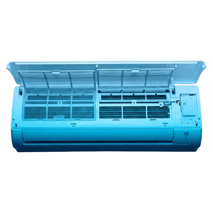 Mini-split indoor head opened for cleaning