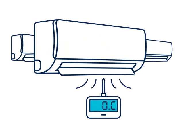 Several mini-split heads with a probe thermometer at the nearest one