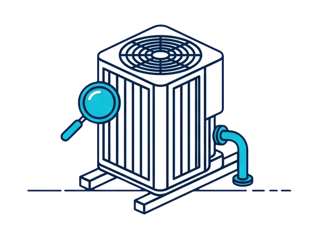 Rooftop condenser inspected on its steel rails